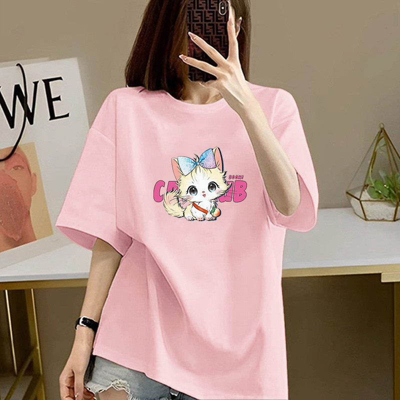 Top de maternidade vestido de verão 2025 novo estilo puro algodão manga curta camiseta feminina verão comprimento médio 