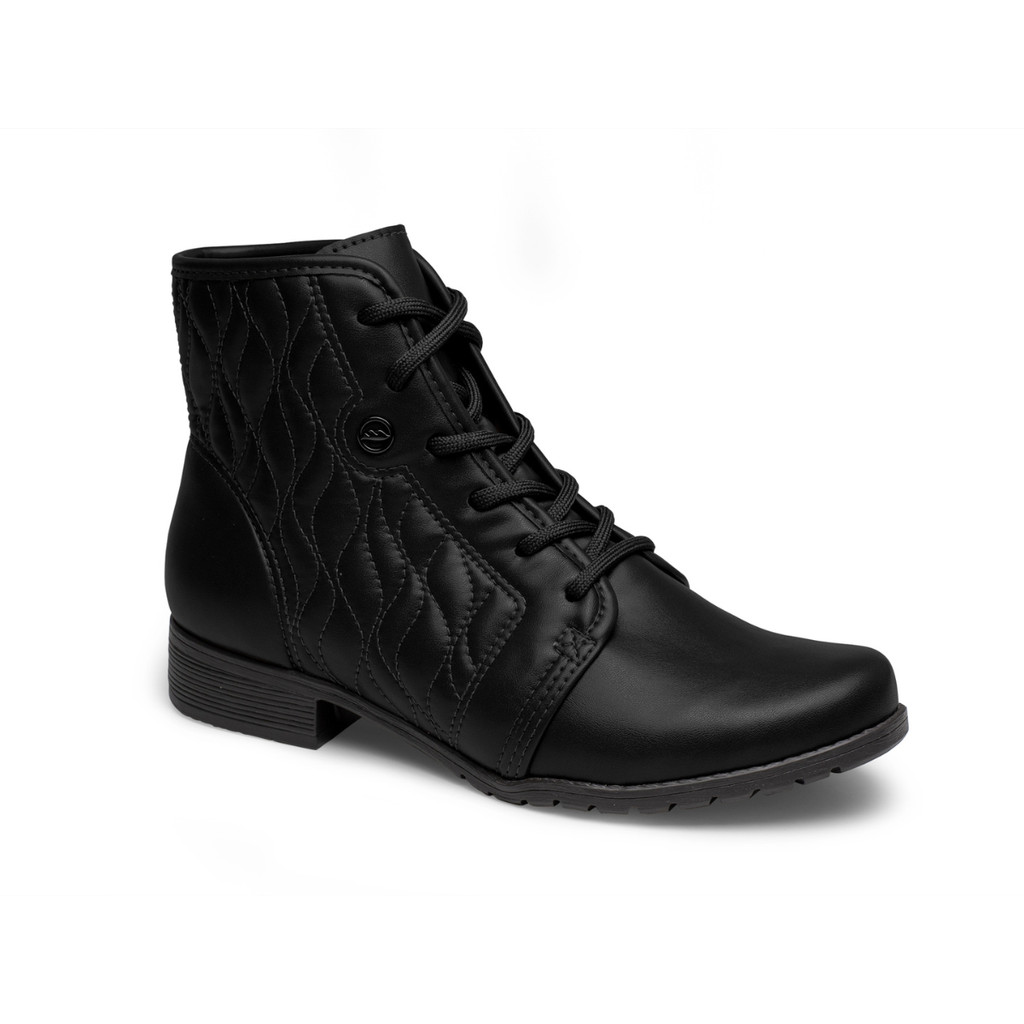 Bota Feminina Coturno Dakota Salto Bloco Bico Redondo Cadarço Casual Dia a Dia Trabalho Original