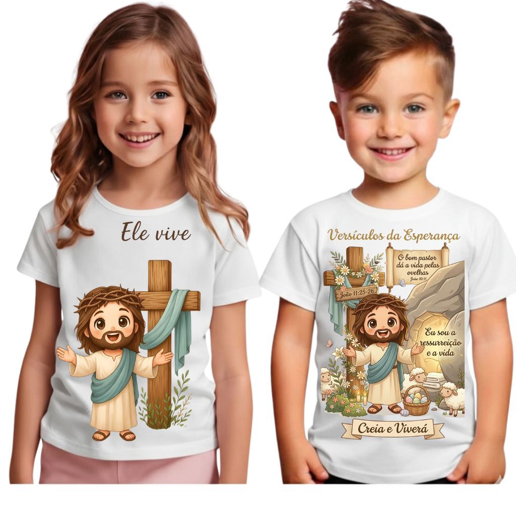 Camiseta Camisa T-shirt Blusa Unissex Infantil Páscoa Ele Vive em Oferta na Shopee