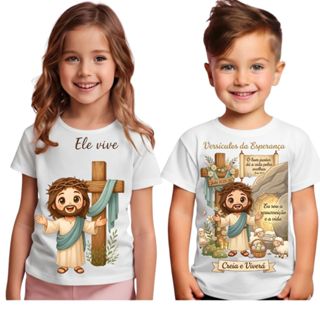 Camiseta Camisa T-shirt Blusa Unissex Infantil Páscoa Ele Vive em Oferta na Shopee