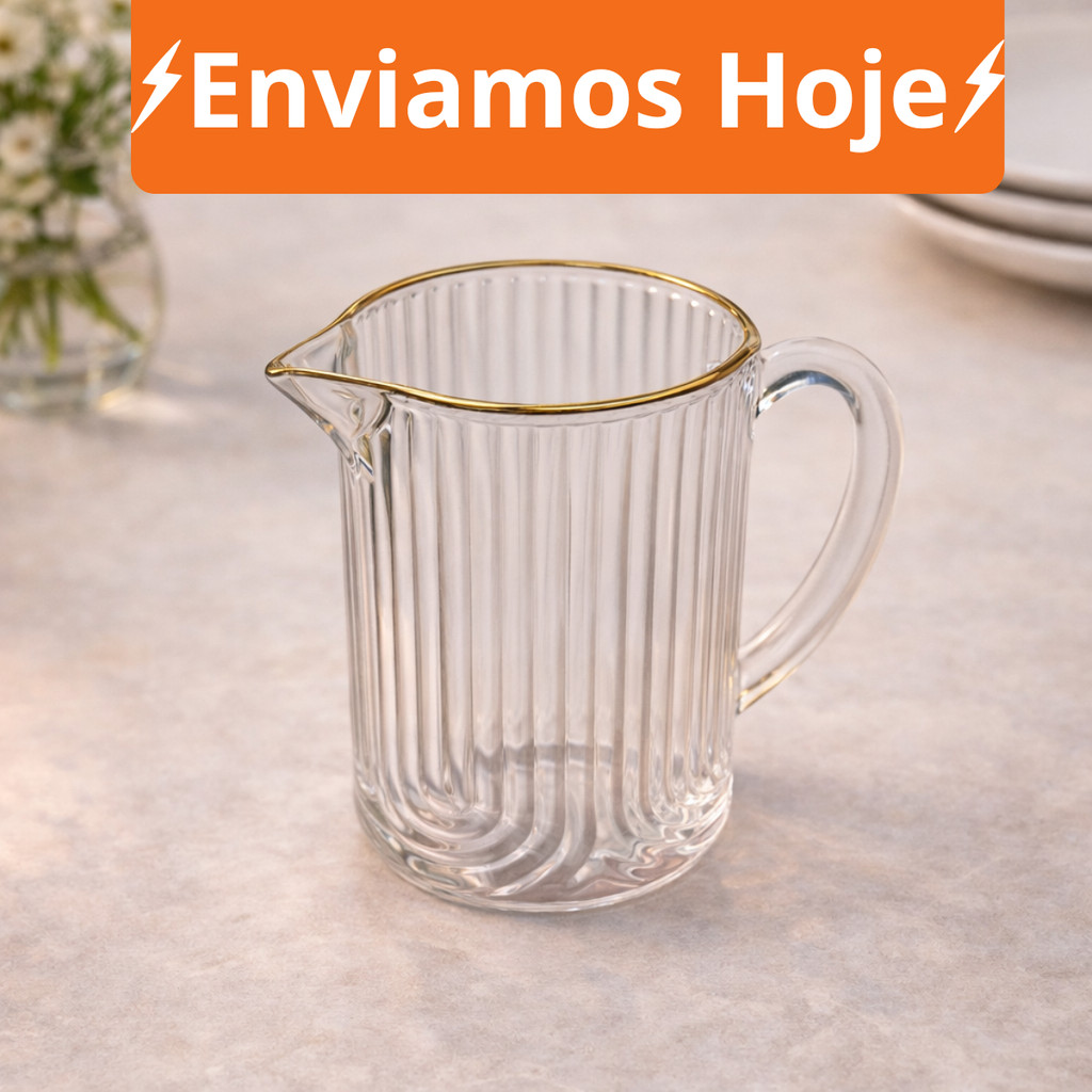 Kit Ate 3 Leiteira de Cristal com Fio de Ouro Imperatriz Wolff 220ml