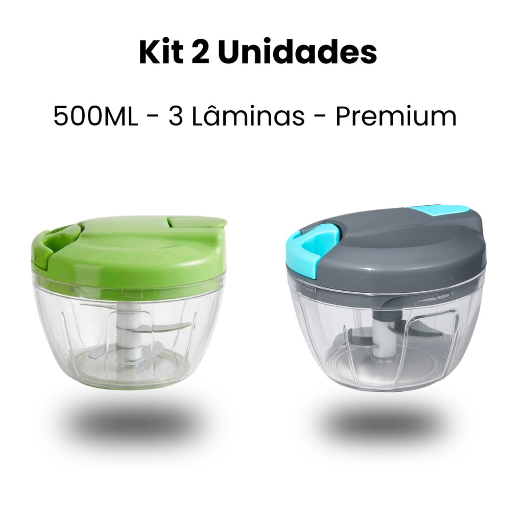 Kit Processador Triturador Moedor Manual De Alimentos Alho cebola Lâmina