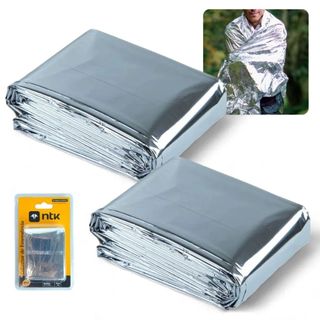 Kit 2 Cobertores Térmicos Aluminizados Resgate Primeiros Socorros Camping e Trilha