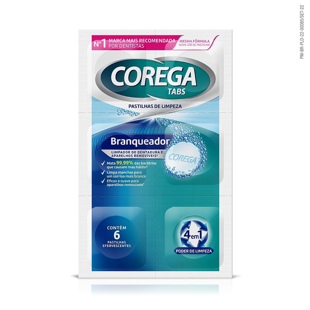 Limpador Prótese Coréga Tabs 6 Comprimidos em Oferta na Shopee