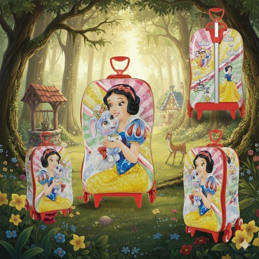 Mala Infantil 3D Rodinhas Multicolorida Viagem Menina Diversão Prática Princesa Achadinhos
