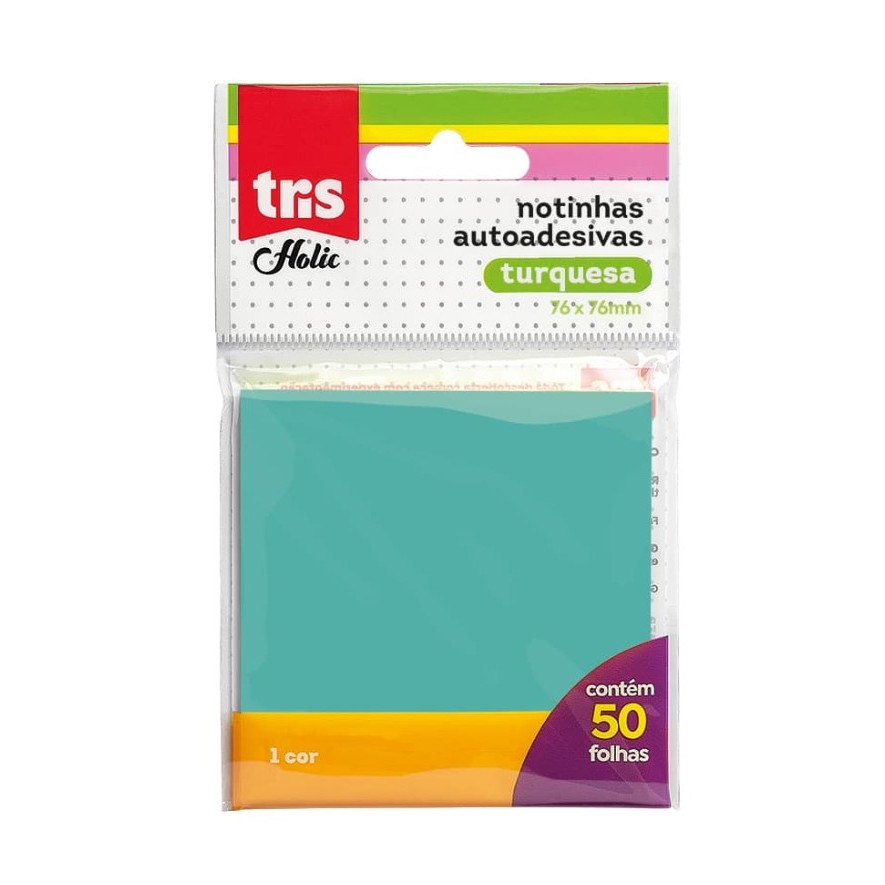 Notas Autoadesivas Holic Pop – 76m X 76mm – Turquesa – Polybag C/50 Folhas – Tris