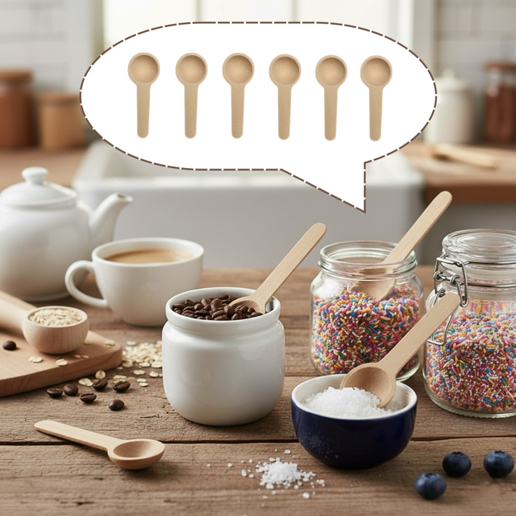 Kit 6/12 Mini Colheres de Madeira (6.8cm): Perfeitas para Condimentos, Açúcar e Café