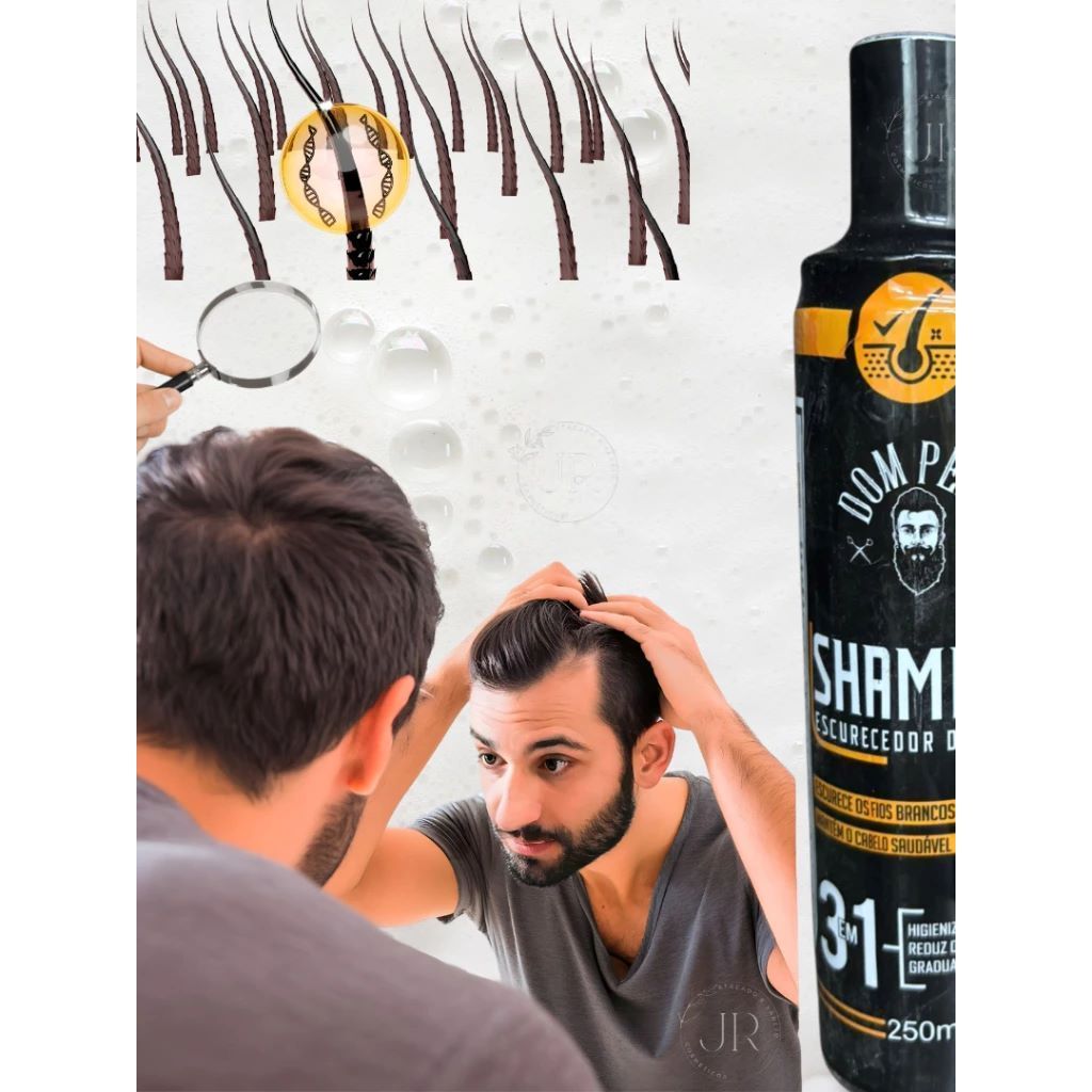 Shampoo Escurecedor De Cabelos Brancos Grisalhos Dom Pelo - KIT 02 UNIDADES em Oferta na Shopee