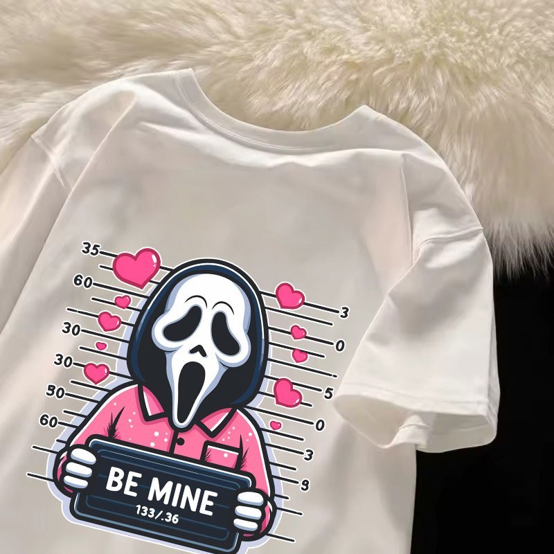 Camiseta feminina ghost face love be mine algodão fio