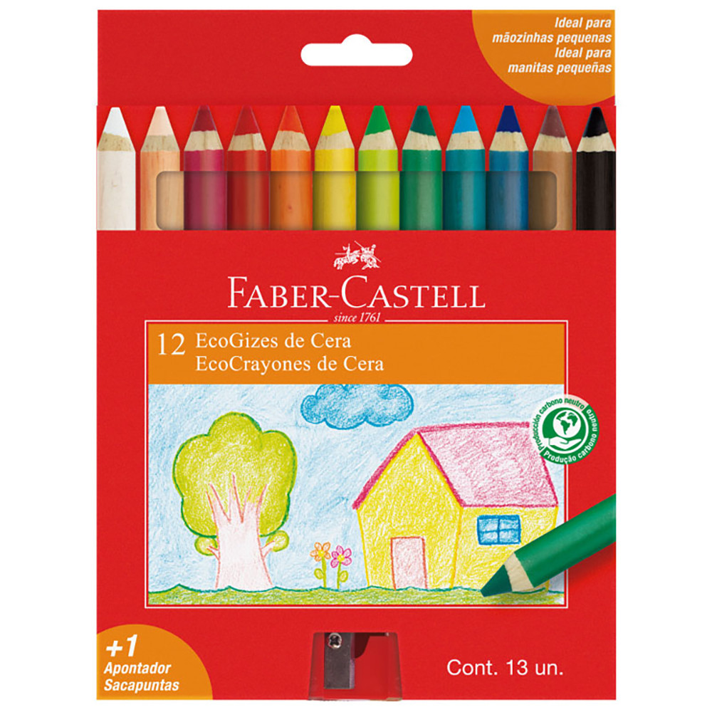 Giz de cera Ecogiz com 12 cores 141412 Faber-Castell