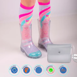 Kit Bota+ Meia + Bolsa Galocha Menina Feminina Infantil Impermeável Transparente Colorida Macia Leve
