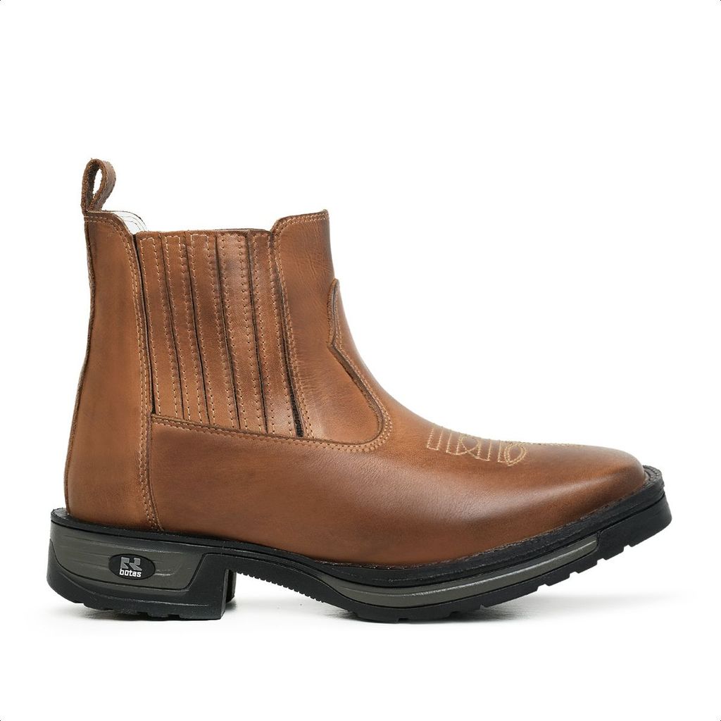 Bota Masculina RR Botas Texana Country em Couro Cano Curto Bico Quadrado