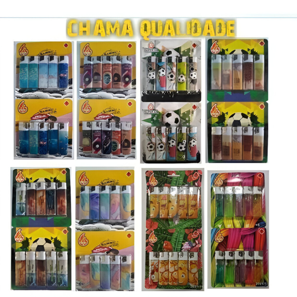 Cartela Com 10 Isqueiros Automatico Atacado