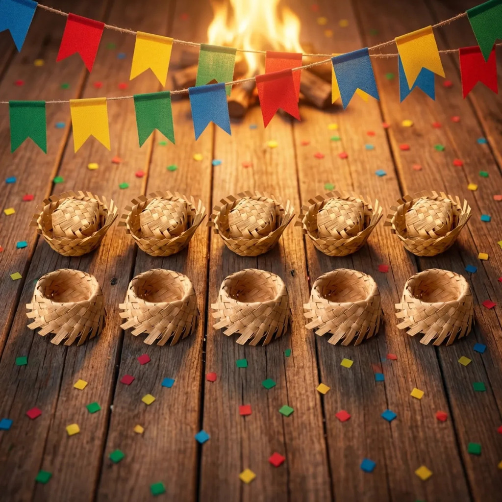 10 Chapeuzinho Miniatura Mini Chapéu Palha Festa Junina em Oferta na Shopee