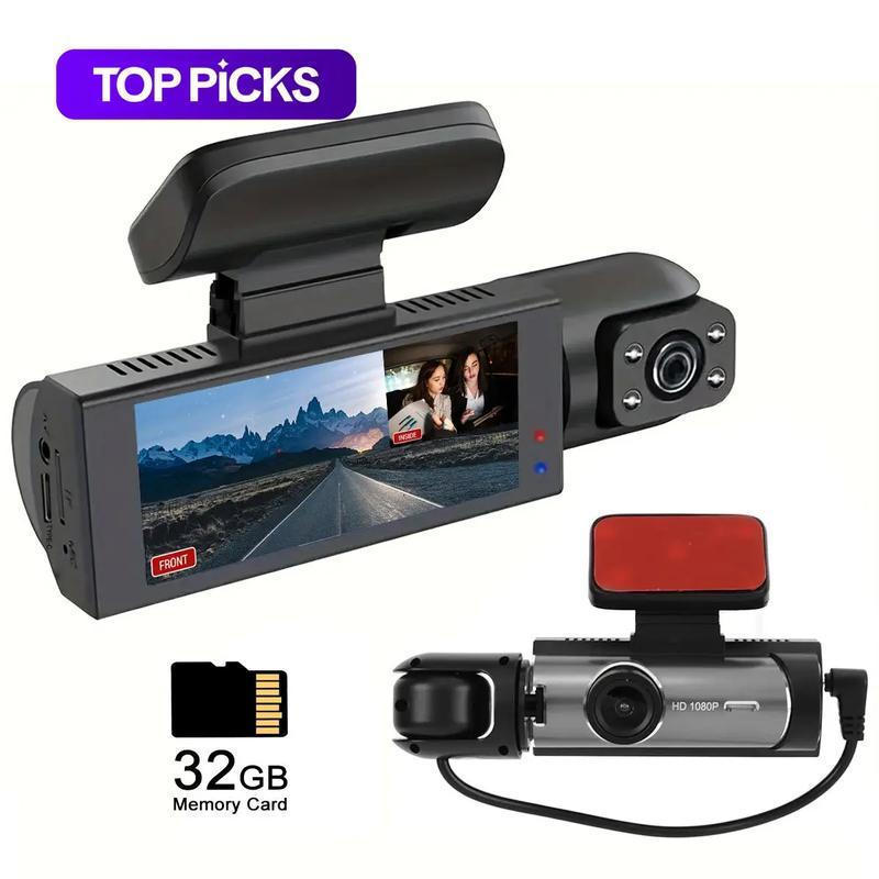 Câmera de painel frontal e interna, 1 câmera de painel para carro, câmera de painel para carro com cartão de memória de 