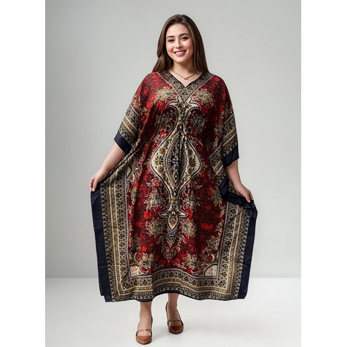Vestido Longo Kaftan Indiano Estampado Boho Chic Plus Siz496