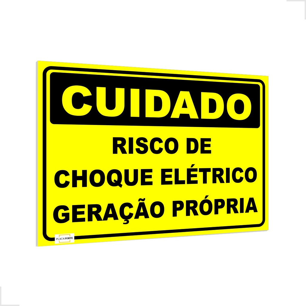 Placa Cuidado Risco De Choque Geração Própria 25x18 Ps 1mm