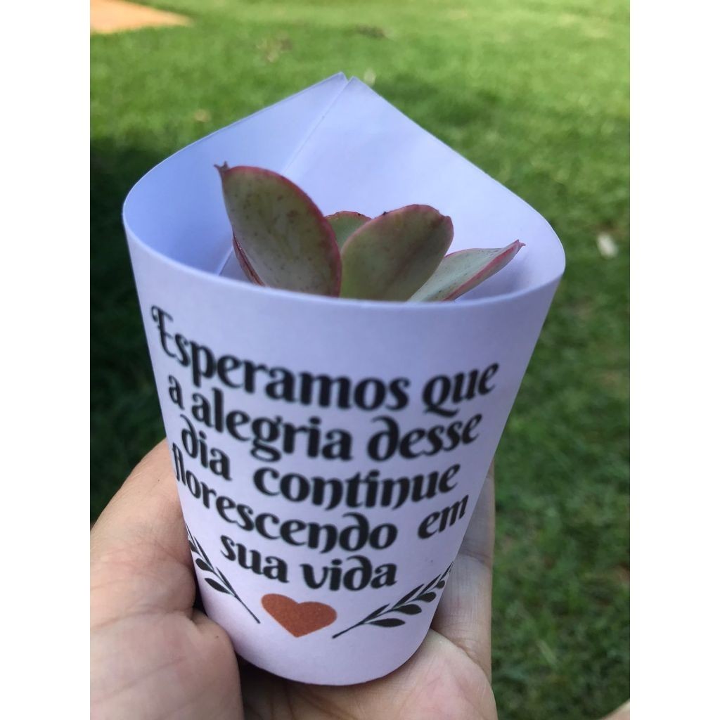 Rótulo + Tag Branca Suculentas P6 Personalizada com frase de anuncio podendo colocar nomes e data. para lembrancinhas,