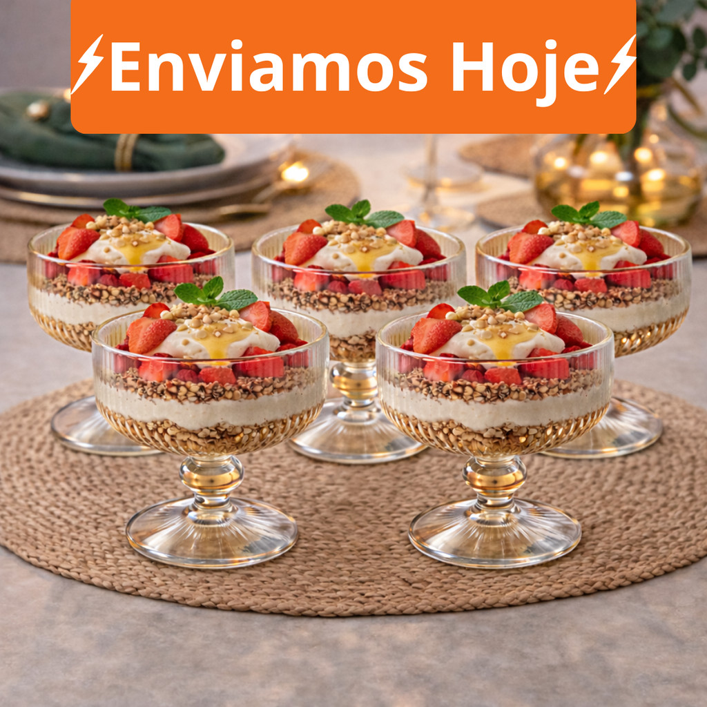 Jogo 2 a 12 Taça Sobremesa Vidro Sorvete Açai 320ml Canelado Luxo em Oferta na Shopee