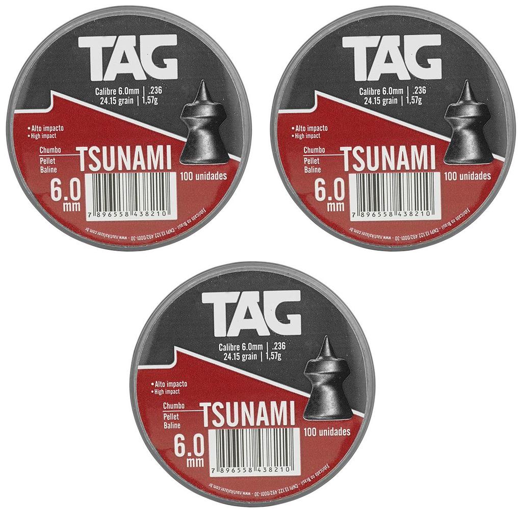 Kit 300 Chumbinhos 6.0 Caça Perfuração Impacto Tsunami Ntk