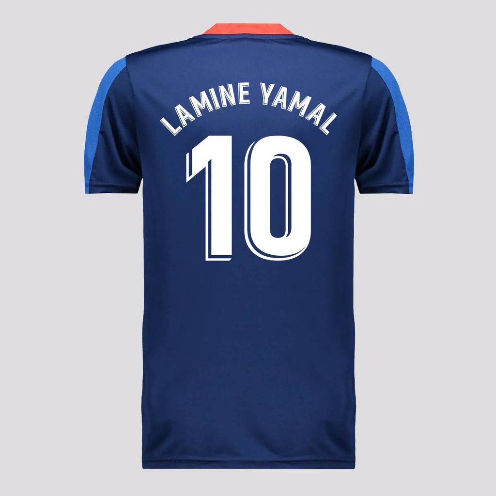 Camisa Barcelona Juvenil Marinho e Vermelha 10 Lamine Yamal