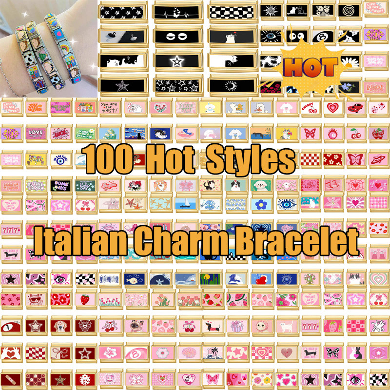 Italian Charm Bracelet Gold Color Cats Rabbit Dogs Charm Bracelet Fit 9mm Bracelet Italian Links Making DIY Jewelry