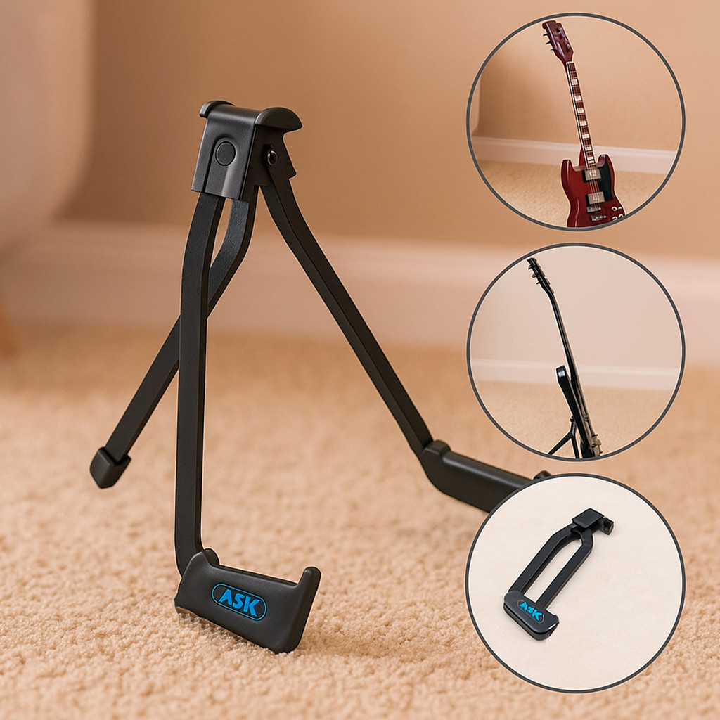 Suporte de Chão ASK G5 Portátil Dobrável para Guitarra Contra Baixo Cabe no Bolso da Bag Capa