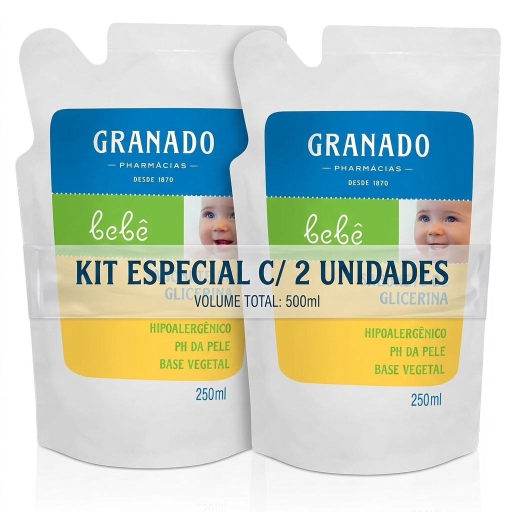 Kit c/2 Sabonete Líquido Infantil Granado Bebê Glicerina Tradicional Refil 250ml