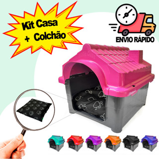 Casa + Cama Caminha Pet Casinha Para Cachorro Pet Cães e Gatos N°2 Pequenos em Oferta na Shopee