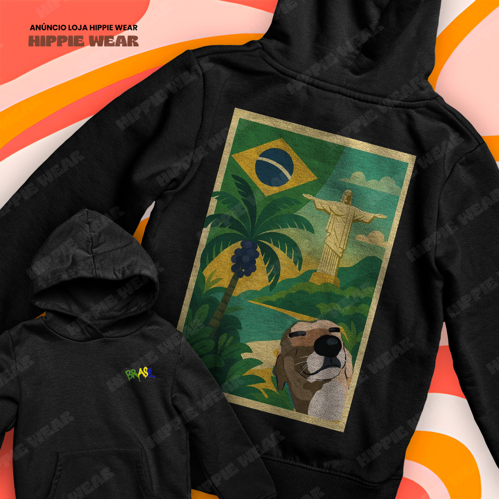 Moletom Rio De Janeiro Cristo Redentor Vira Lata Caramelo Frente E Verso Blusa De Frio