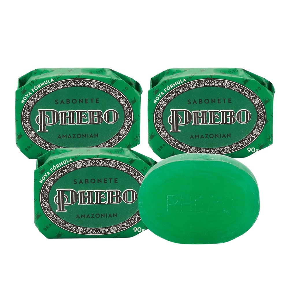 Kit 3 Sabonete Phebo Amazonian 90g Glicerina Vegetal Hipoalergênico