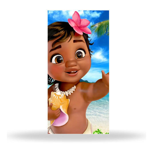 Painel De Festa Moana Cute Baby Vertical 2x1m Tecido Sublimado