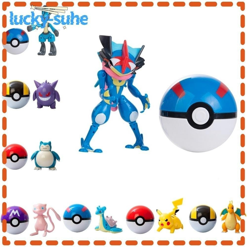 LUCKY-SUHE Figura Anime, Lucario Snorlax Mew Pikachu Articulações Ajustáveis Poke Bola Figuras, Presente de Aniversário