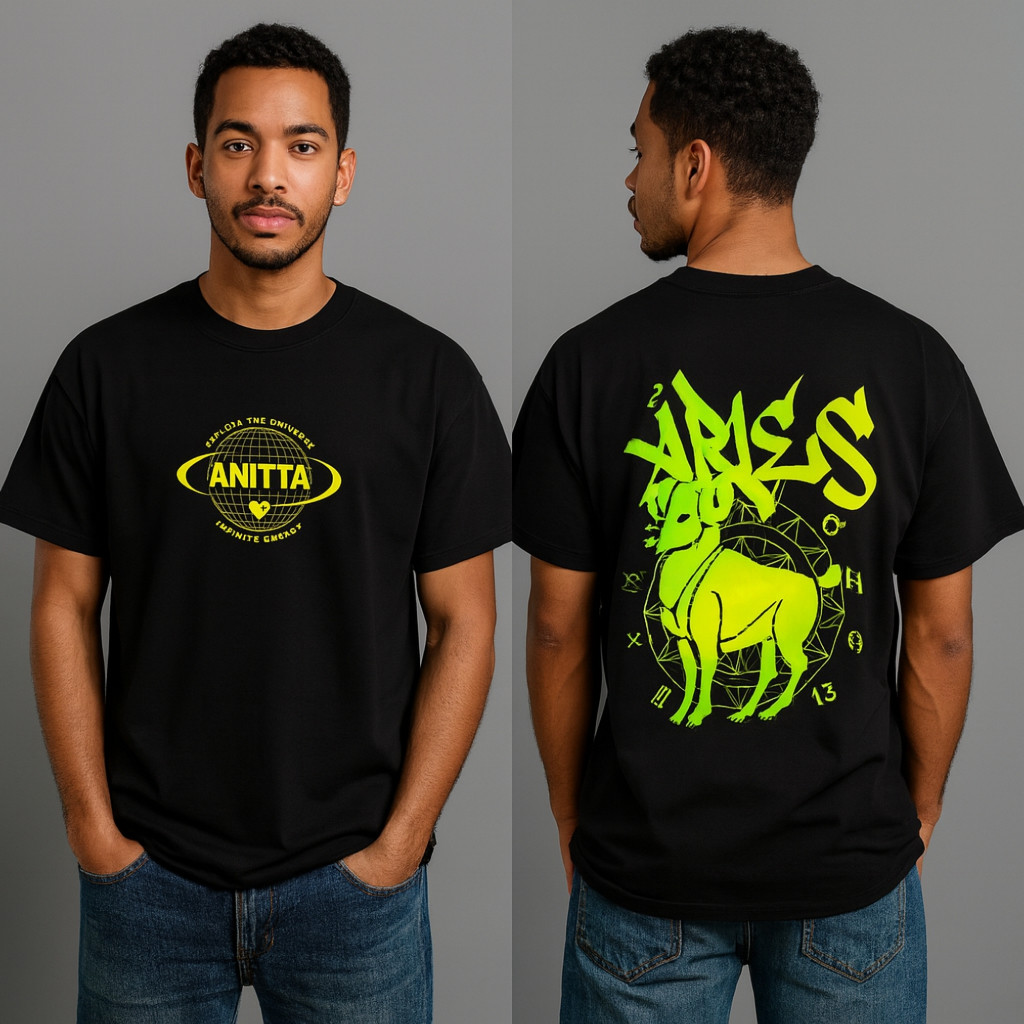 [Camiseta Premium em Algodão Puro]TT Camiseta Signo de Áries - Ensaios da Anitta 2026 - Blusa 100% Algodão Unissex e Bab
