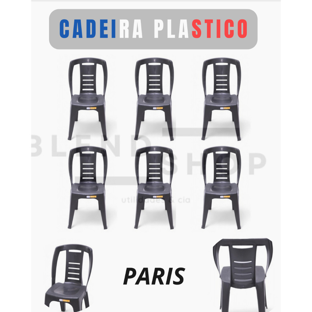 Cadeira Paris Premium 154kg INMETRO-  Escritório, Lazer, Varanda, Adegas, Cozinhas - KIT 6 Cadeiras