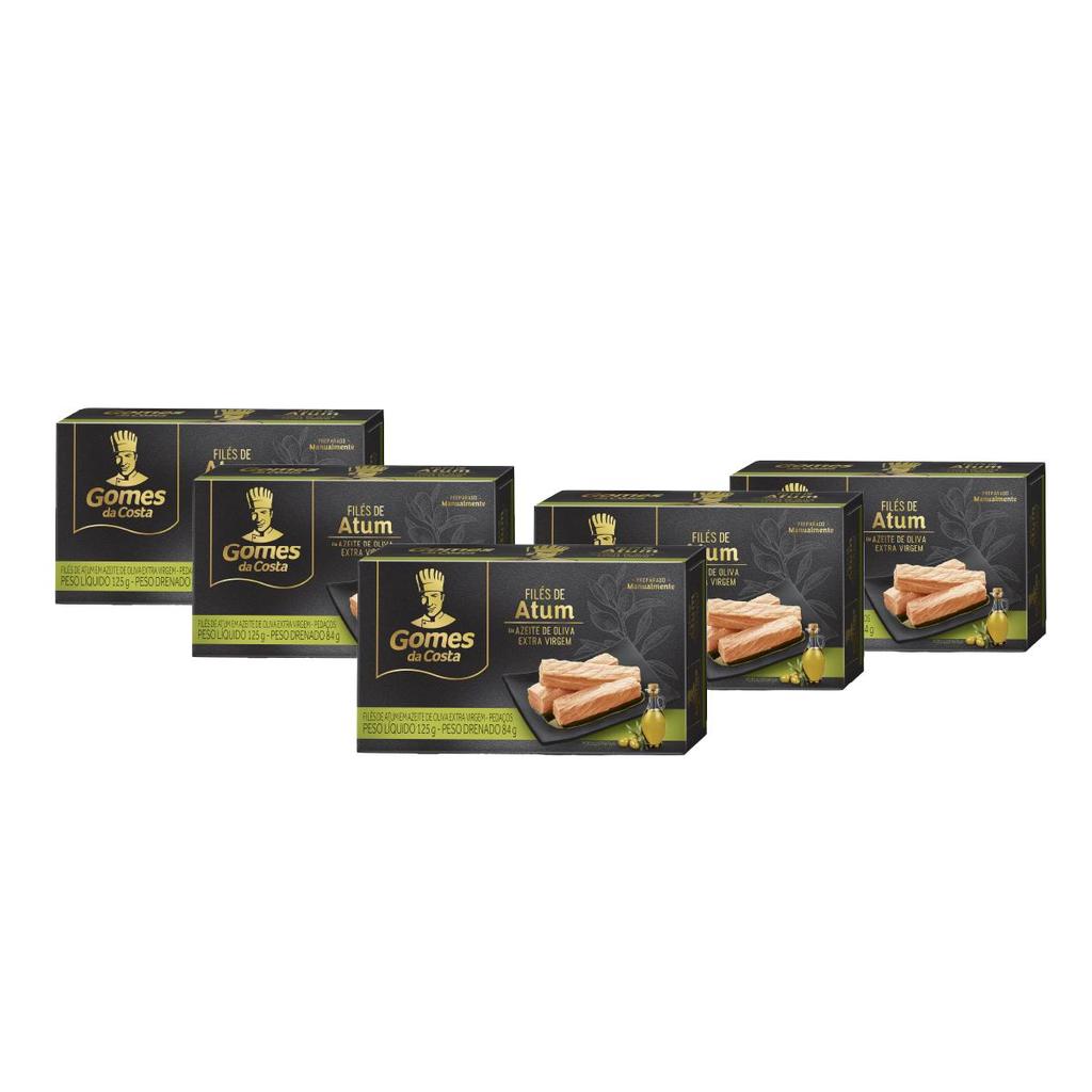 Kit 5 Un - Filés de Atum em Azeite de Oliva - Palitos - 125g - Gomes da Costa