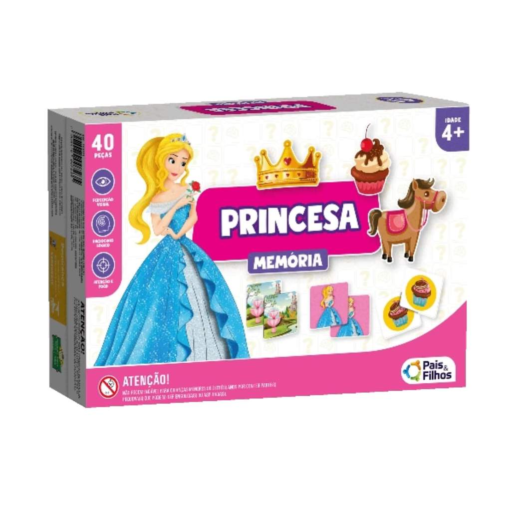 Jogo da Memória Educativo Princesas 40 Peças Pais e Filhos - 2824-1