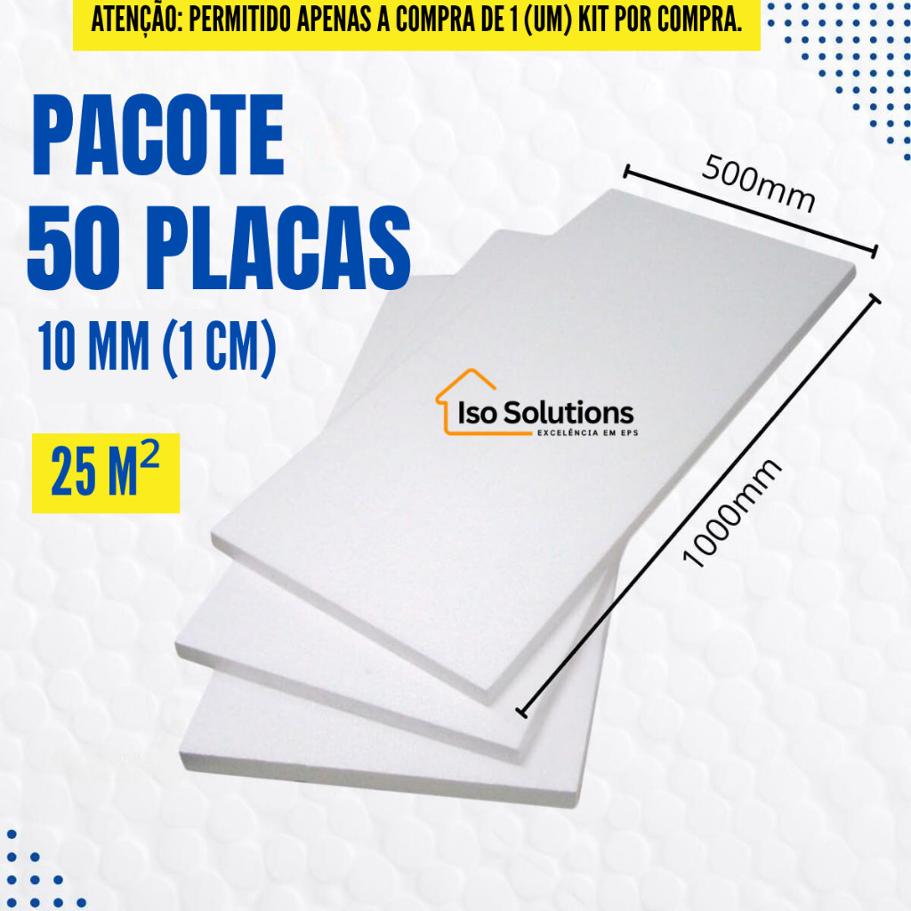 Kit 50 Placas de Isopor 1 cm (10 mm) 50x100cm Antichamas – Isolamento Térmico e Acústico p/ Construção em Oferta na Shopee