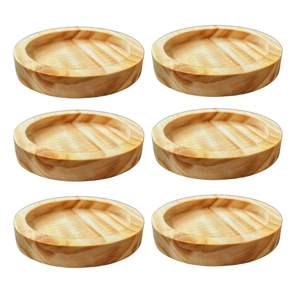 Kit Jogo Pires de Madeira Pinus Redondo para Xícaras de Chá Café Mesa Posta Porta Copos Madeira em Oferta na Shopee