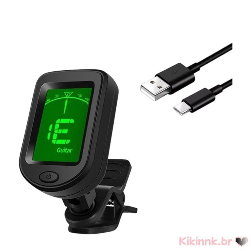 Clipe Afinador Guitarra Display Elétrico Digital LCD Metrônomo Recarregável usb