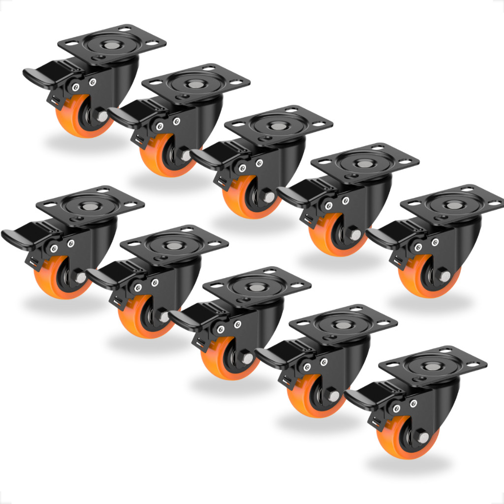 Kit 10, 8, 6, 4 Rodinhas Rodízios Rodas Moveis Com Base Giratória Freio e Trava Rodízio Anti-risco Reforçada em Oferta na Shopee