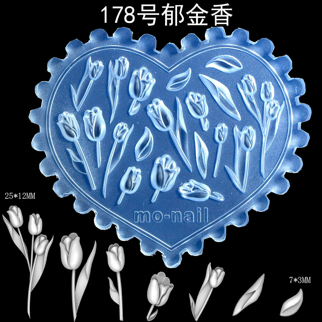 2025 estilos influenciador Manicure tulipa estilo chinês molde tridimensional 3D jóias de unhas molde de Silicone novo e