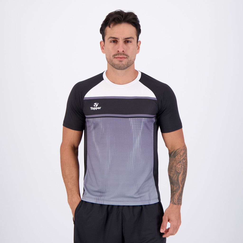 Camisa Topper Team II Preta e Cinza em Oferta na Shopee