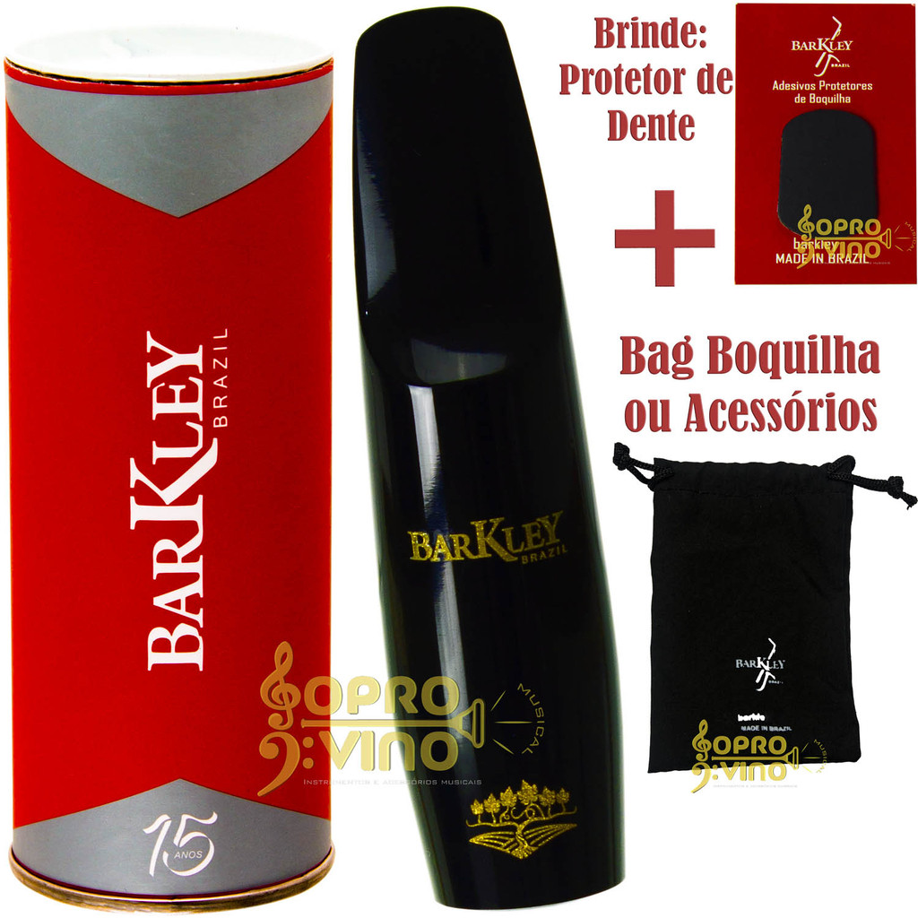 Boquilha Sax Tenor Barkley Pnoir 5 Som Erudito + Bag + Protetor Dente