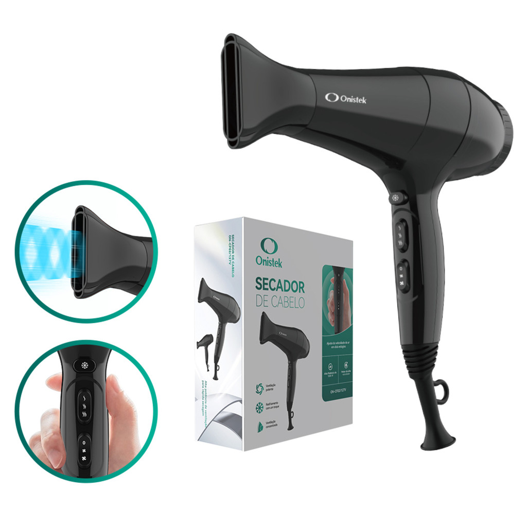 Secador de Cabelo 2000W Secagem Rápida Alta Velocidade Baixo Ruído 110V / 220V O