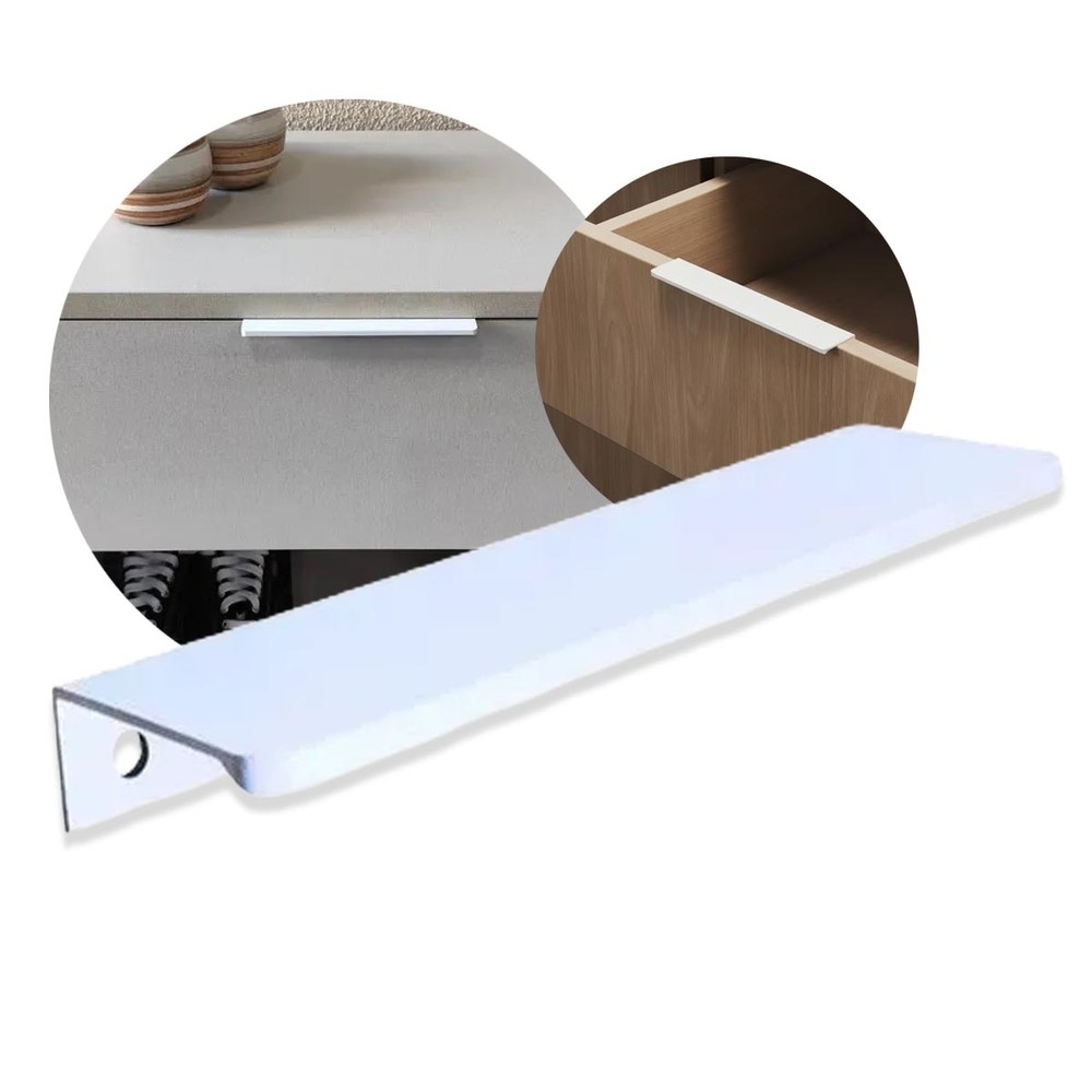 Puxador Slim Cielo 20cm Branco Fosco para Gavetas e Armários - Marca  Rometal Acabamento Premium