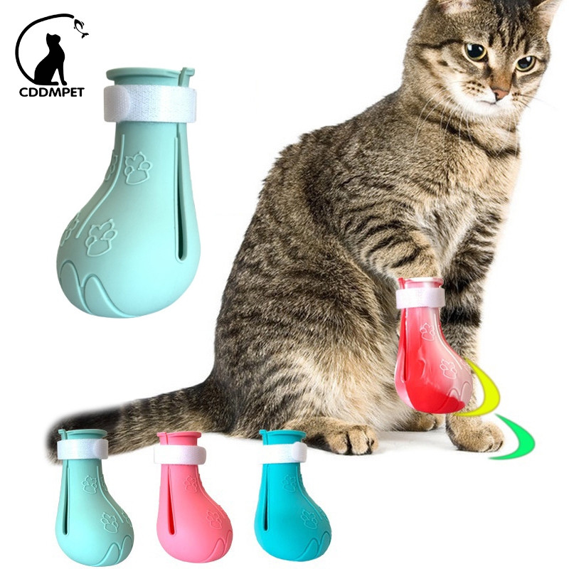 4pcs Capa Bota Para Pata De Gato Anti-Riscos Sapatos Protetor De Garra Botas De Banho Ajustáveis