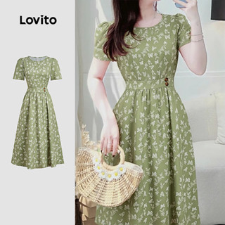 Lovito  Vestido Boho com Zíper e Botão Primavera/verão Verde para Mulheres L171ED236 em Oferta na Shopee