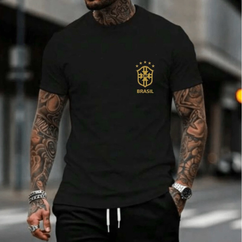 CAMISETA MASCULINA BRASIL COPA DO MUNDO ESPORTIVO CASUAL CONFORTAVEL em Oferta na Shopee