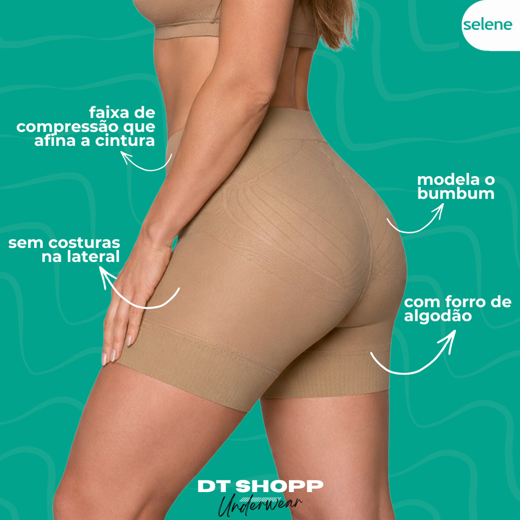 Short  Cinta Modeladora Feminino Selene Sem Costura Levanta Bumbum Afina Cintura Comprime Barriga em Oferta na Shopee